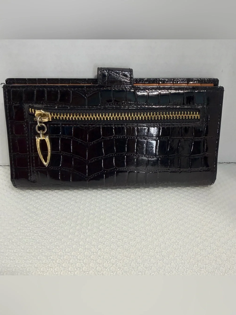 Tusk Black Croc-Embossed Leather Wallet